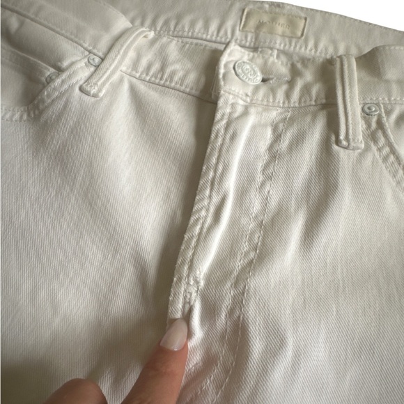 Mother Insider Crop Step Fray White Jeans Glass Slipper 26 Mid Rise Minimalist - Picture 7 of 15